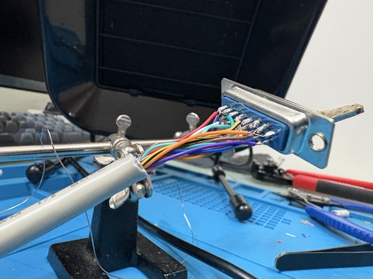 abhignayrk's tweet photo. Made some DB15 cables to connect the servos and LiDAR to the flight computer. That way, I don't have a mess of wires running along the CF rods https://t.co/n3tP2DFQOt