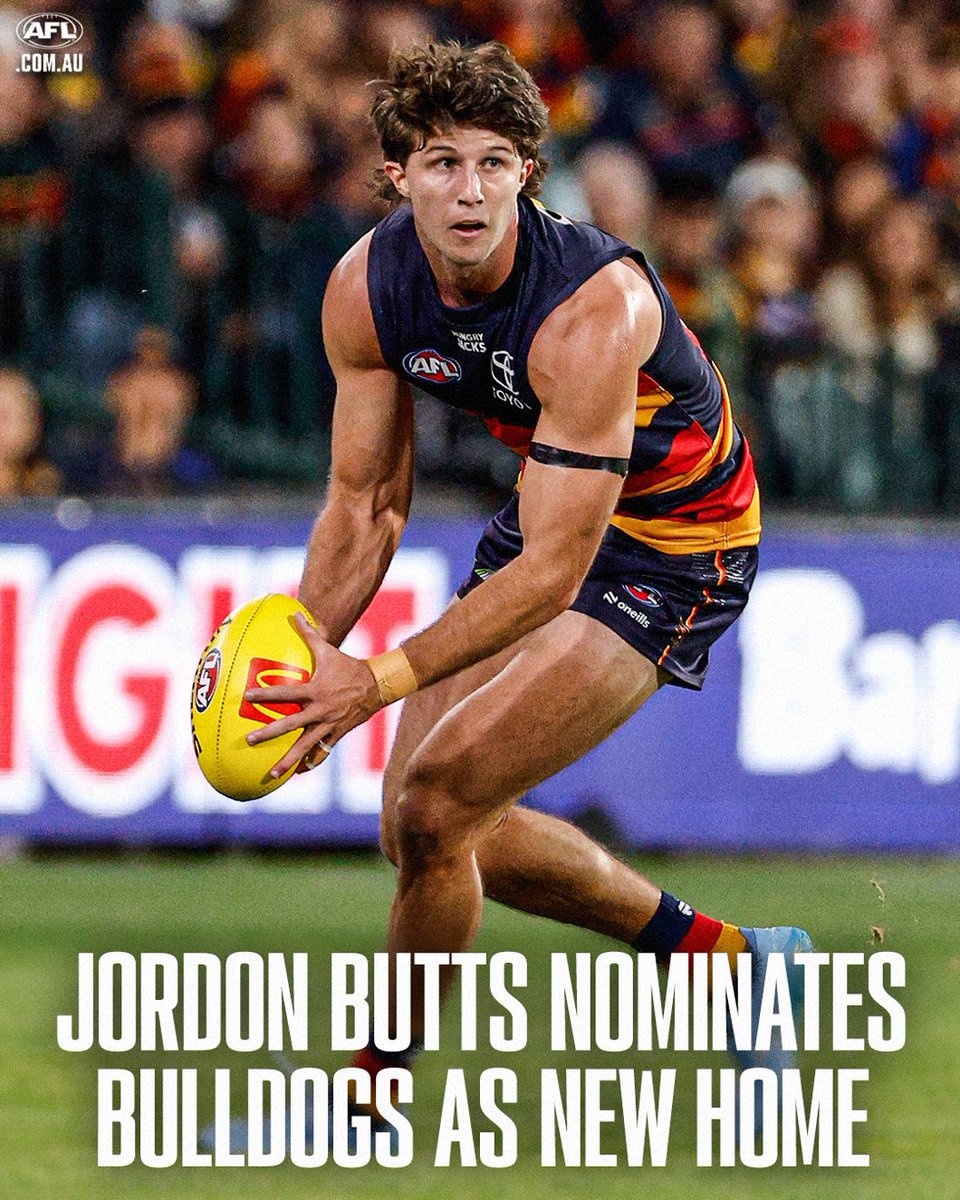 thedaily___'s tweet photo. Jordon Butts has notified Adelaide he wants to join the Dogs.

 @JoshGabelich 

#afl #afltrades #adelaidecrows https://t.co/rgbqp9tKIP
