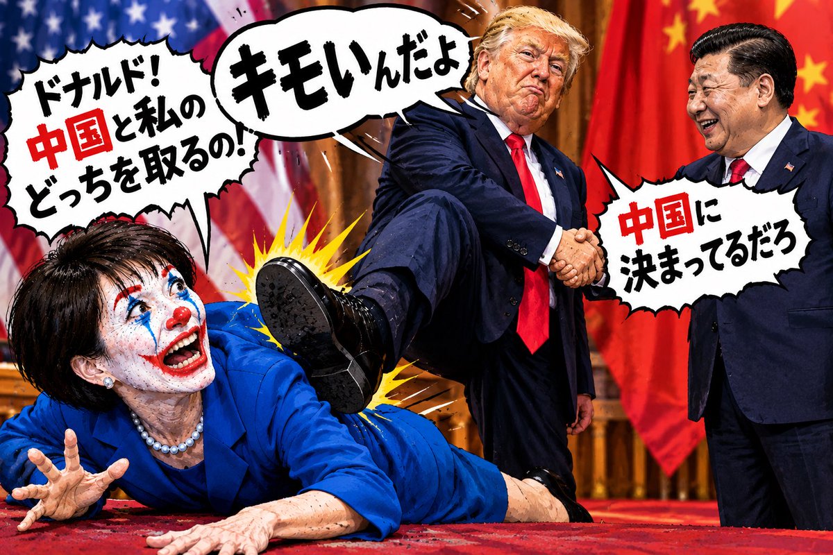 Fightforpeace's tweet photo. @hpadtgtmwtp 日米首脳会談を自らねじ込み、トランプ大統領との関係を演出した高市氏。ところが直後の米中首脳会談では、トランプ氏が習近平氏を自ら出迎える異例の厚遇。外交上の待遇差はあまりに鮮明だ。日本の品位を損なう結果を招いた責任は、重く問われるべきではないか。 https://t.co/1P6Dnq2NAN
