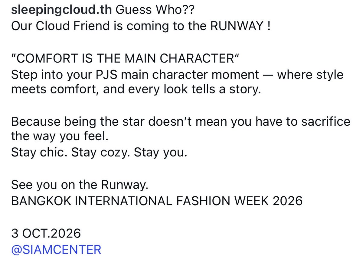 lovelymoonday's tweet photo. งงไปหมด แอดมินตอบอีกอย่าง แต่บนไอจีแบรนด์บอก “our cloud friend is coming to the runway” ตกลงธีร์เวฟเดินด้วยใช่ไหม (ใครแกล้งขอให้กินข้าวไม่อร่อย) https://t.co/RMjdMePMY5