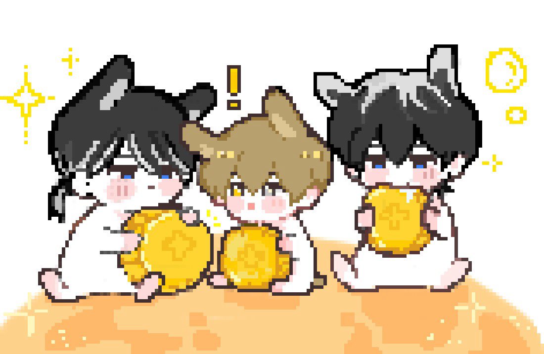 Linsang030_hnzh's tweet photo. 中秋节快乐🥮🎑✨✨
三位小兔兔吃月饼😋🥮！ https://t.co/O37AjVIius