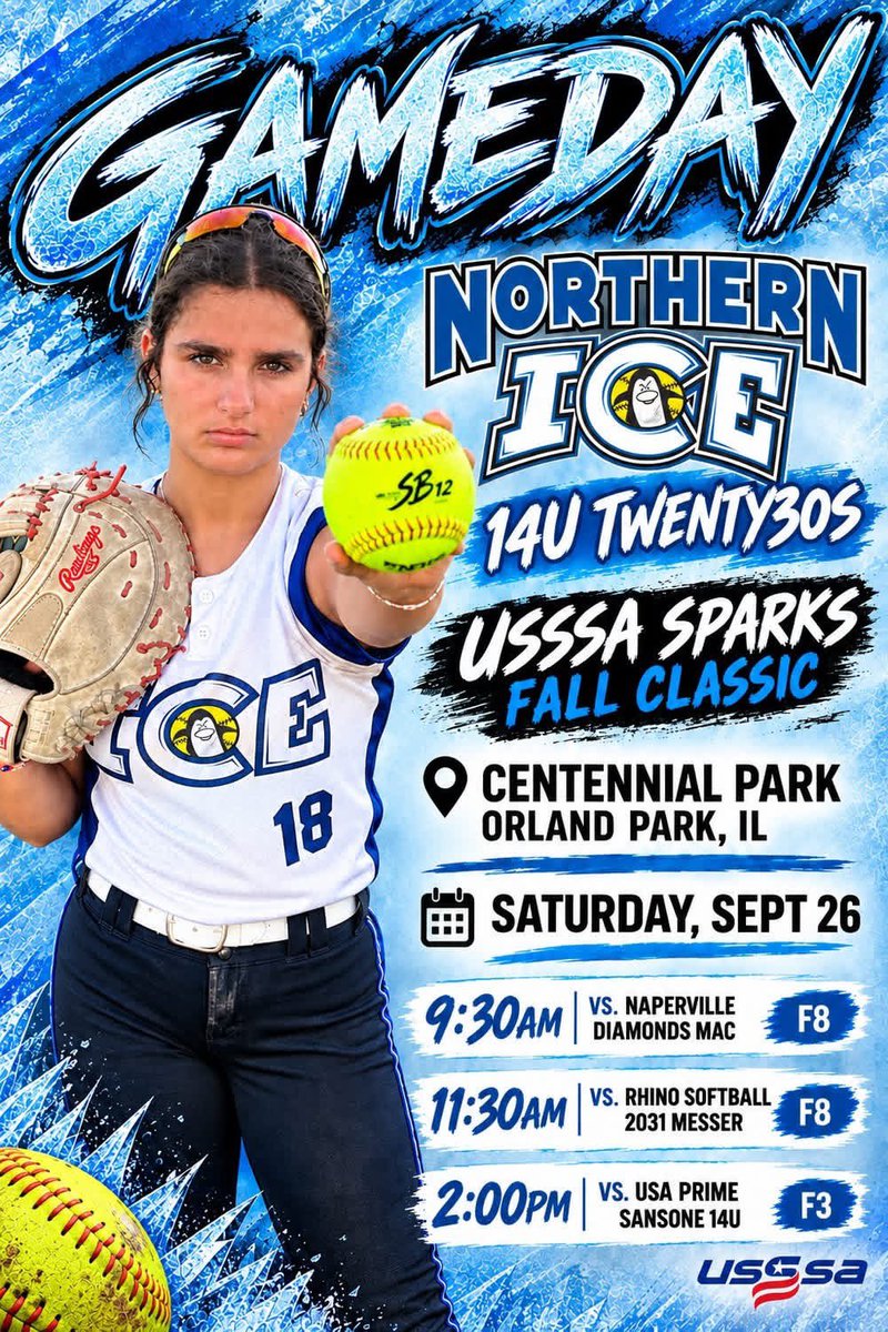 NorthernIce14U's tweet photo. Heading to Orland Park for the Sparks Fall Classic! @USSSA 💙🐧🤍🥎🖤 https://t.co/cNdghiRxrL