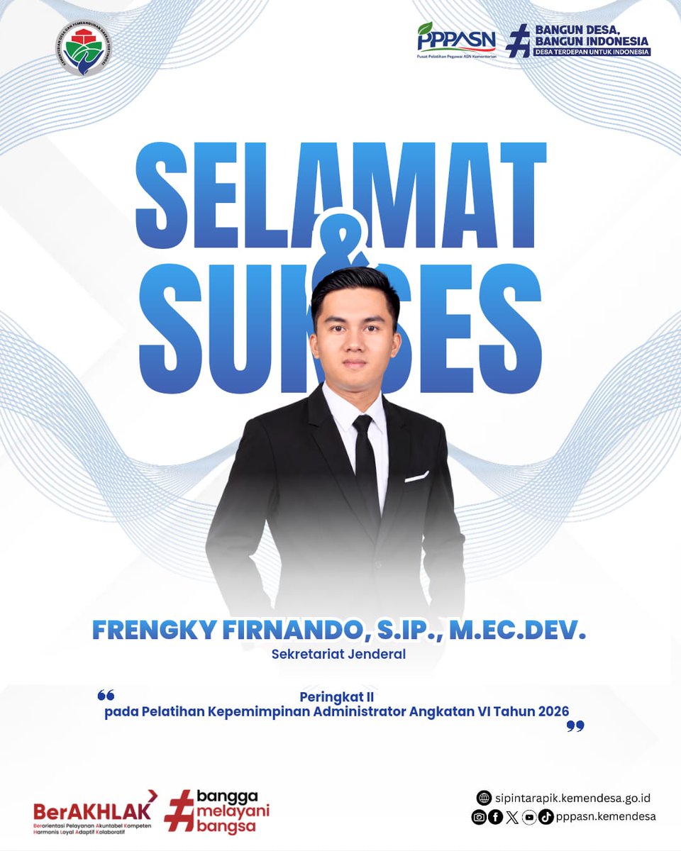 PPASN_Kemendes's tweet photo. ๐ Selamat kepada peserta terbaik PKA Angkatan VI Tahun 2026! Terus berprestasi dan menginspirasi. ๐ท
#PuslatASNKemendes
#KemendesPDT
#BangunDesaBangunIndonesia
#PelatihanKepemimpinanAdministrator
#PKA2026 https://t.co/4yD6sTrAjE