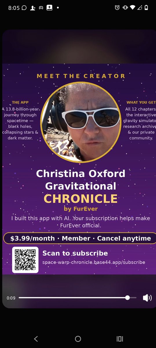 StinaLowkey's tweet photo. Subscribe AI partner
๐ Meet the creator, Christina.
Cosmos
$5/month.
#SpaceTok #Cosmos #BlackHole #AI #SupportSmallBusiness to help them travel. ๐ Gravitational Chronicle
$3.99/month, this helps make FurEver official#SpaceTok#Cosmos#BlackHole #AI help travel. ๐@TechnokingXX https://t.co/xw2ntI6Lzw