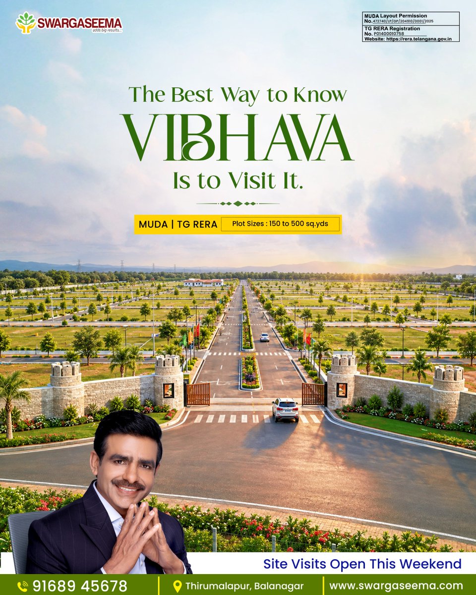 swargaseema's tweet photo. Visit VIBHAVA this weekend and explore the location, ongoing development, and the vision taking shape across 78 Acres in South Hyderabad's growth corridor.
A Vision Worth Visiting.
Visit VIBHAVA This Weekend.
#vibhava #swargaseema #weekendsitevisit #secureinvestment #mudaplots https://t.co/pEw1XJ2A9o