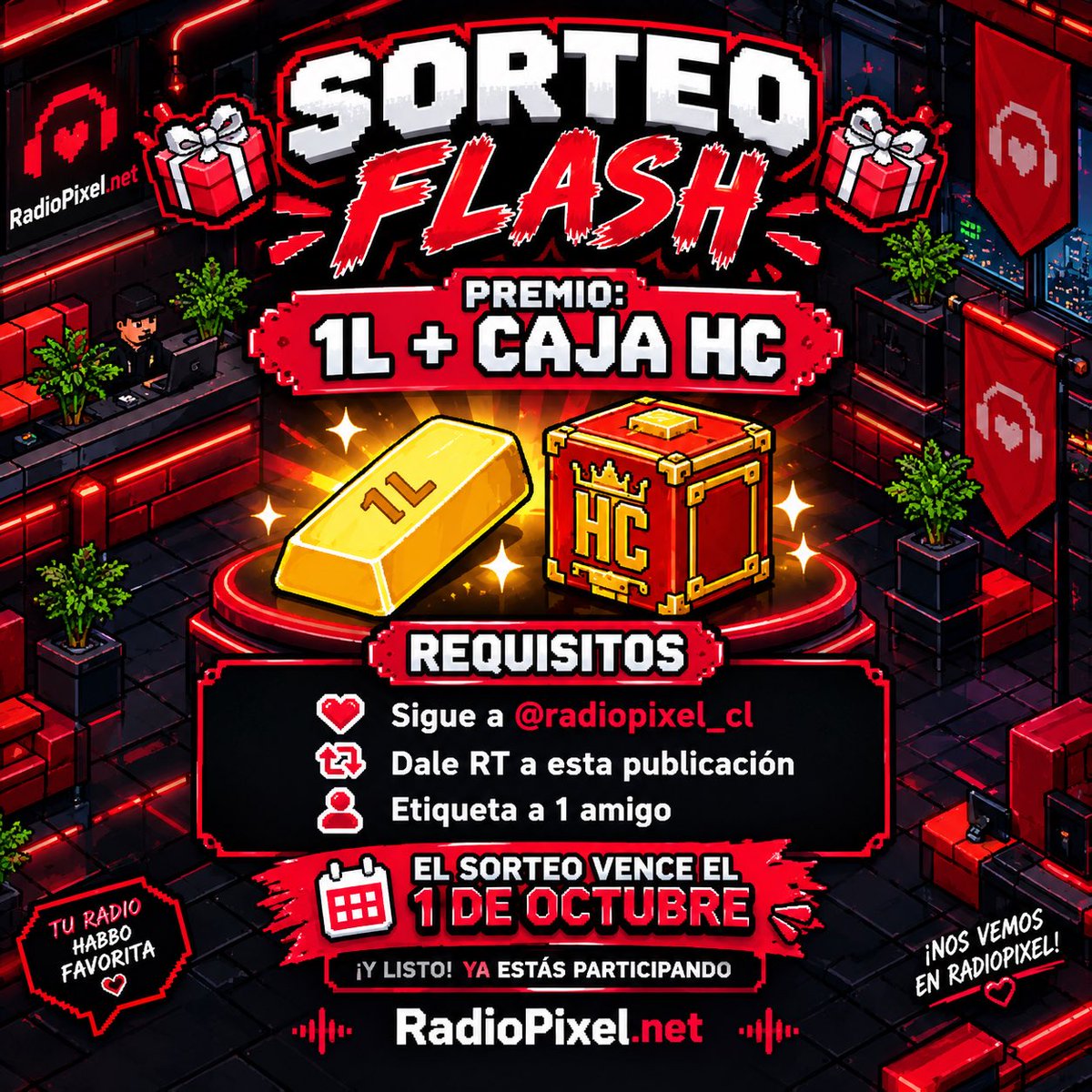 Radiopixel_cl's tweet photo. SORTEO FLASHHHH PARTICIPA✨✨ vence el 1 de octubre ⚡️ https://t.co/9qumiJTB4Z