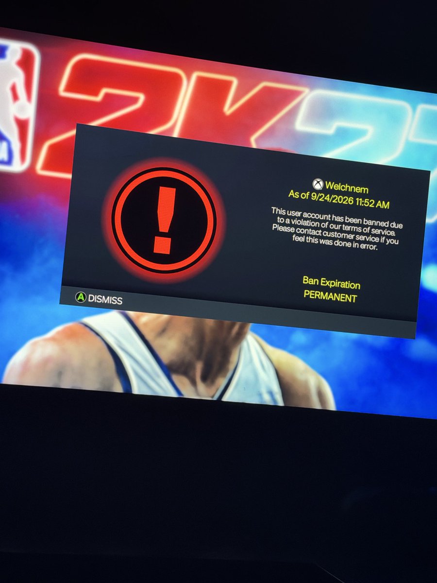 welch_gaming's tweet photo. @NBA2K @Beluba unban me wtf https://t.co/tCTHBZX5ke