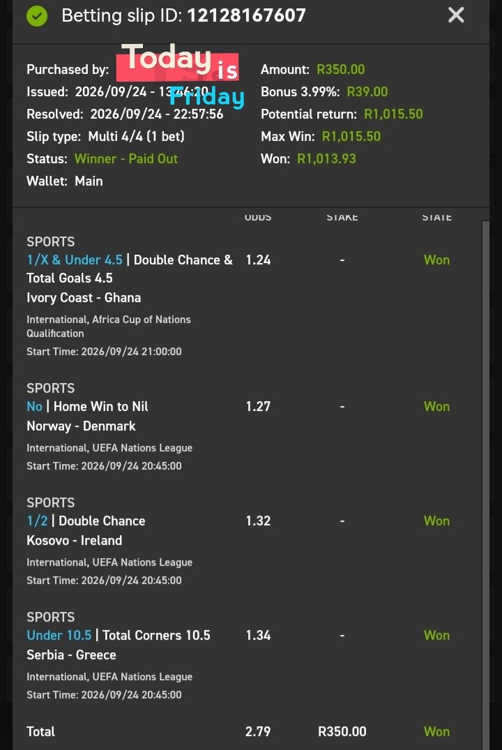 Gnbhengu's tweet photo. 💥🍏Another Boom🍏💥
Congratulations if you followed.
#Surecase #Easybet
18 + | T&Cs Apply https://t.co/gKDNgiyDzq