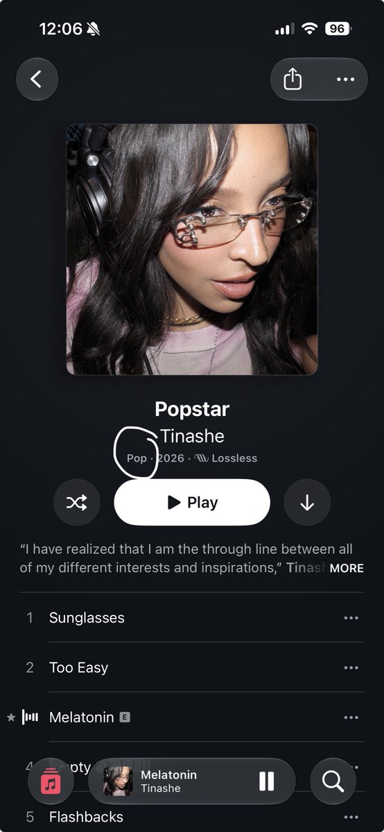 recklessrexha's tweet photo. this is the FIRST tinashe album actually LABELLED as pop on streaming services....holy shit https://t.co/9sj9lgjO6E