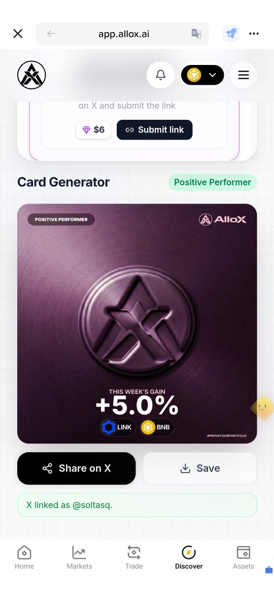 soltasq's tweet photo. Just proved my portfolio on @alloxdotai 🚀
https://t.co/hdILahpYCu
#ProveYourPortfolio #AlloX https://t.co/aOzewKFz89