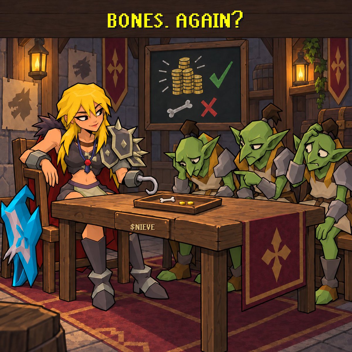 NIEVEonchain's tweet photo. The goblins thought Nieve wanted a fight.

She wanted to discuss their $GP drops.

$NIEVE https://t.co/myGyvm5LrQ