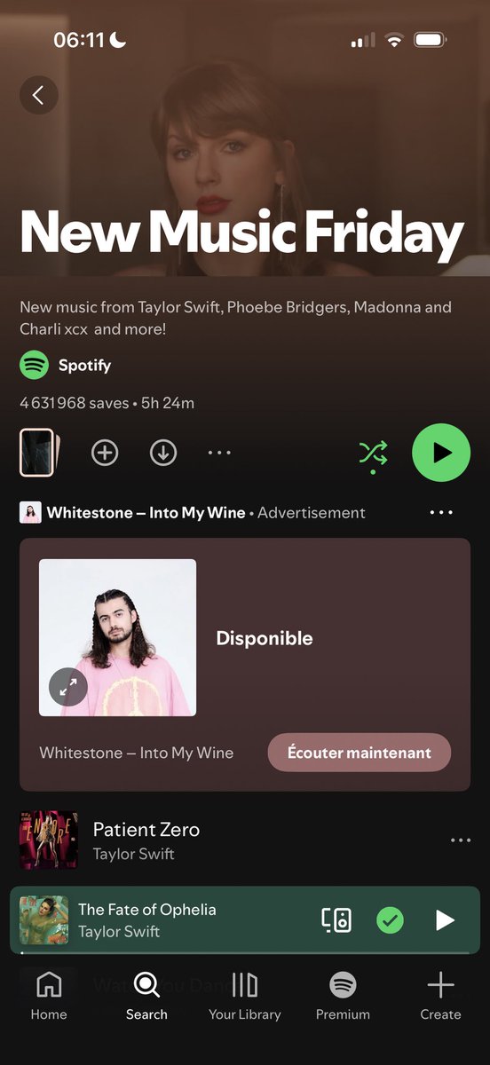 TSNews_13's tweet photo. 🚨| Taylor Swift is at the top of Spotify’s « New Music Friday » with Patient Zero https://t.co/lRWpL4Mq1K