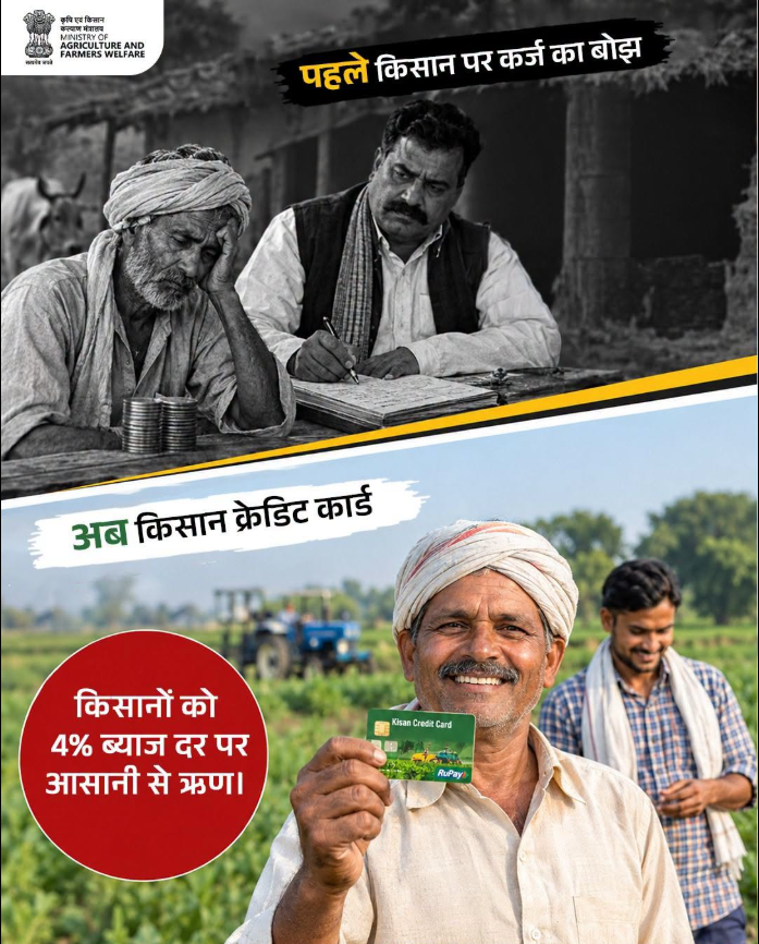 kvknicobar's tweet photo. पहले किसानों पर कर्ज का बोझ चिंता का कारण बनता था, लेकिन अब किसान क्रेडिट कार्ड के माध्यम से किसानों को मात्र 4% ब्याज दर पर आसान और सुलभ ऋण की सुविधा मिल रही है।#KCC #AgriGoi #Indian #Agriculture https://t.co/6jAdeen6kA