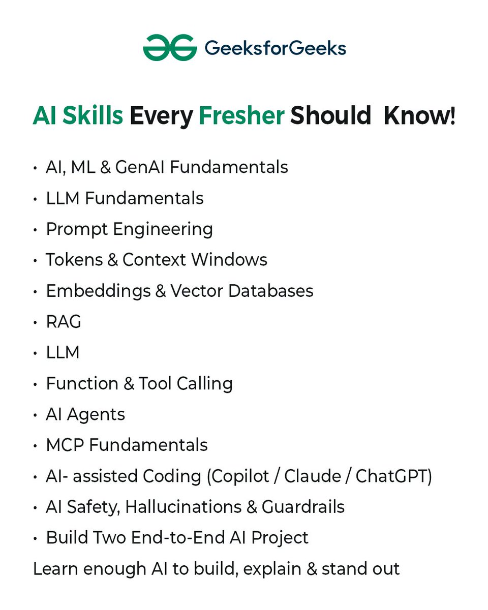 geeksforgeeks's tweet photo. AI is changing the way we build, solve and innovate. The next step is learning how to build with it.

Check out Data Science 360, End to End Data Science and AI preparation track here: https://t.co/hDsIzkIaH0

Because the future isn’t just about working with AI.
It’s about knowing how to build with it.

#AIEngineer #ArtificialIntelligence #MachineLearning #GenAI #AI #Tech #GeeksforGeeks