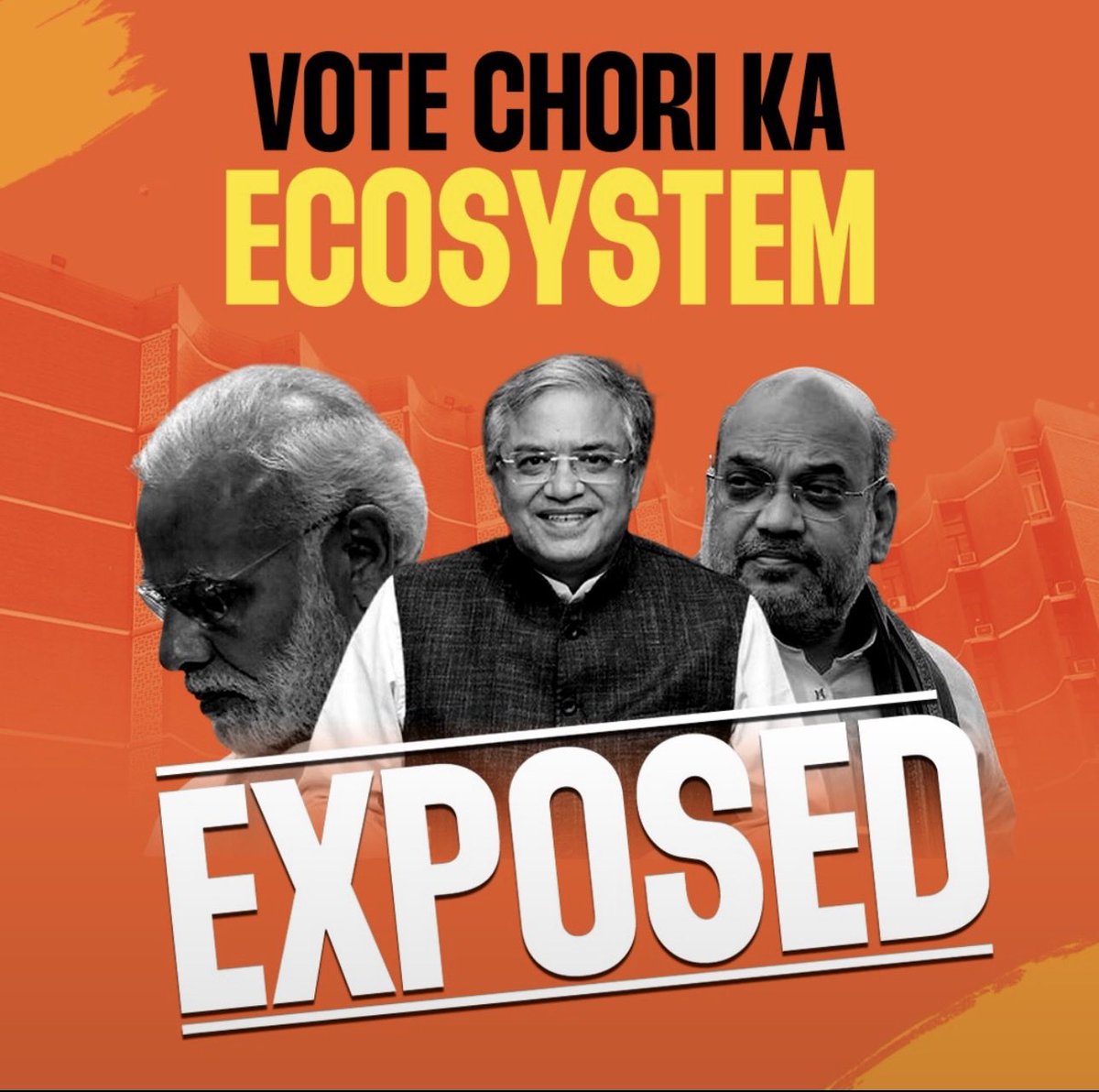 pbhushan1's tweet photo. The 3 persons responsible for the destruction of our electoral system. Unfortunately all under the nose of the SC which has allowed this to happen https://t.co/3fYwglRpGR