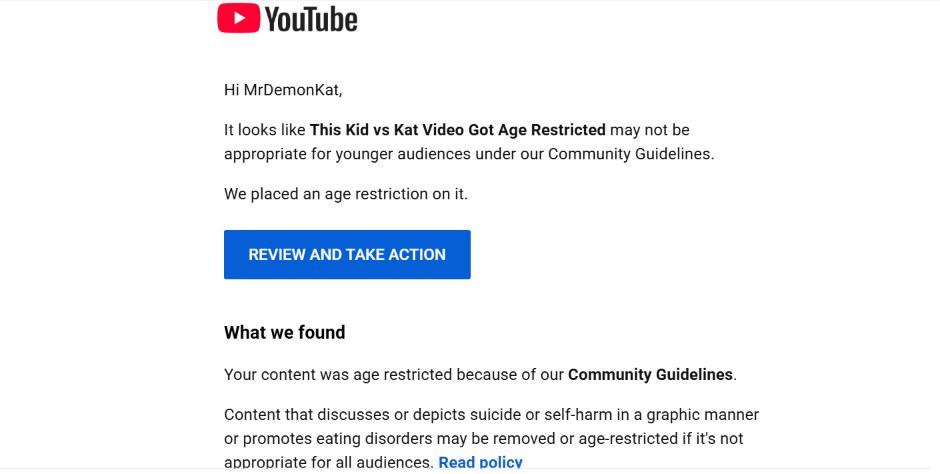 MrDemonKat's tweet photo. Apparently, YouTube is making me move to Twitch again, after automatically age-restricting me before uploading. https://t.co/cQMERZNNA4