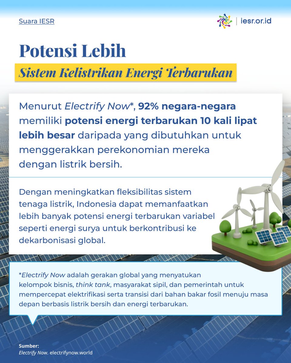 IESR's tweet photo. IESR mendorong pemerintah untuk dapat mengelola dan mengembangkan sistem tenaga listrik yang lebih fleksibel.

Geser untuk rekomendasi lengkapnya dan baca ulasan lengkap IESR di https://t.co/1GquUNaqYz👉 https://t.co/ngwRruXsSL