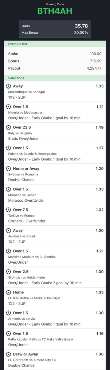 siredera's tweet photo. 35 Odds For Today 

Good Luck 🍀 

SportyBet Code::: BTH4AH https://t.co/OyMU4hlCA7