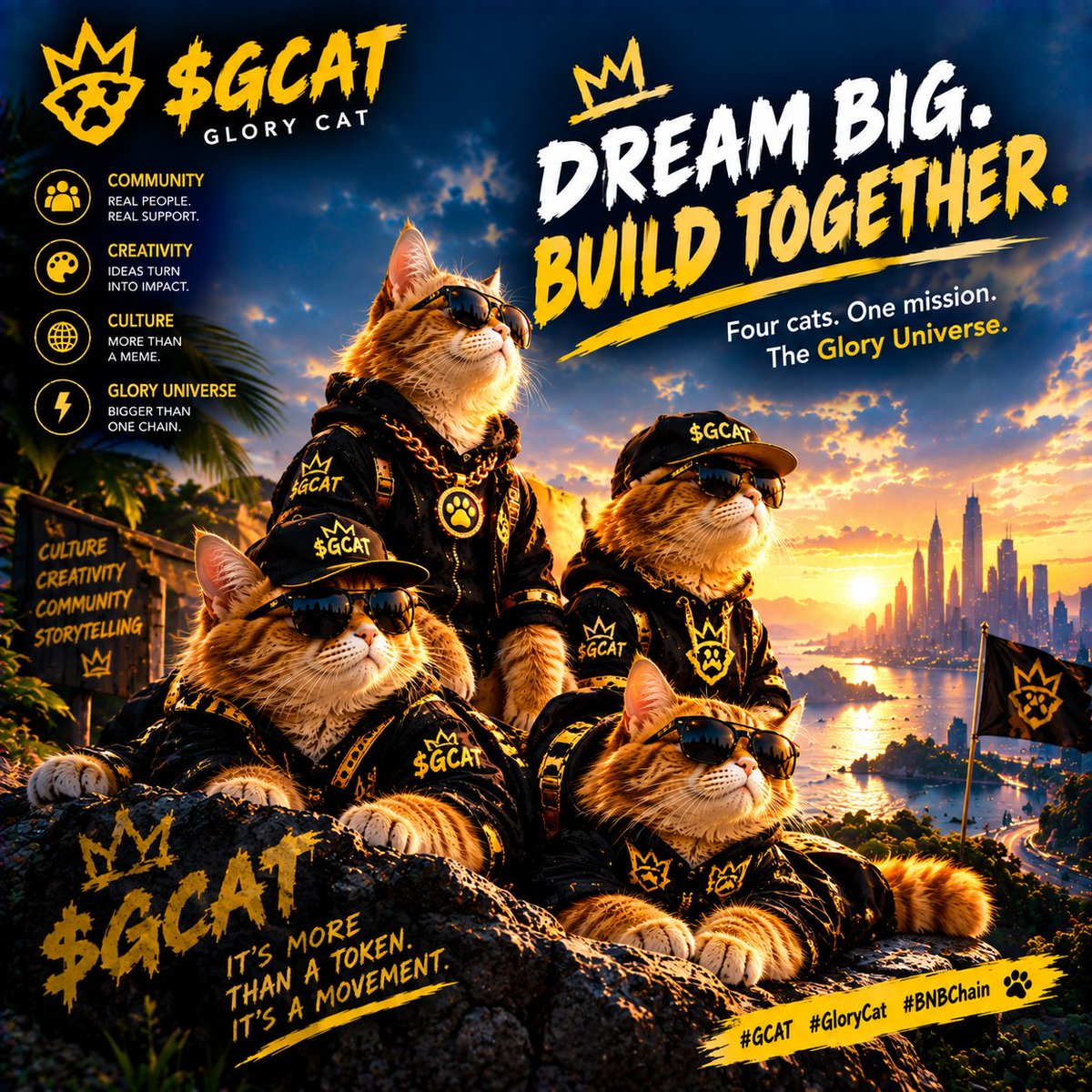 Finekess10's tweet photo. 🐱👑 THE GLORY ERA IS JUST GETTING STARTED.

$GCAT is bringing culture, creativity, community, and storytelling into one expanding universe. 🔥

Big vision. Strong energy. Bigger ambition.
The cats are moving. 🐾⚡

#GCAT #GloryCat #BNBChain https://t.co/uOm7N0xIoR
