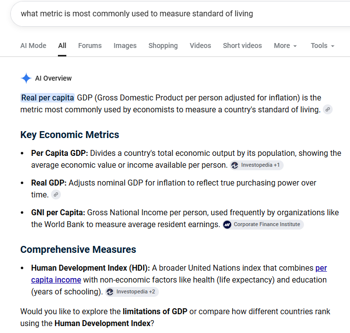 Kickster97147's tweet photo. @ChuckSteeleSr @realBob_Johnson @Cloudwatch199 GDP/capita is also the most common metric used for measuring standard of living by economists (though limited) https://t.co/3MUgOGD7u1
