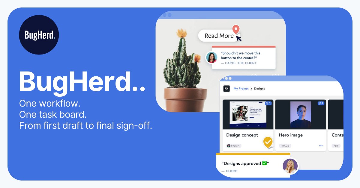 bugherd's tweet photo. Website feedback in one tool. PDF reviews in email. Image approvals in Slack. Three places for things to fall through the cracks.
BugHerd puts it all on one board - websites, PDFs, images, Figma files.
👉https://t.co/R15DopxzFg
#OnlineProofing #WebsiteFeedback #BugHerd https://t.co/vy1zCgXdLk