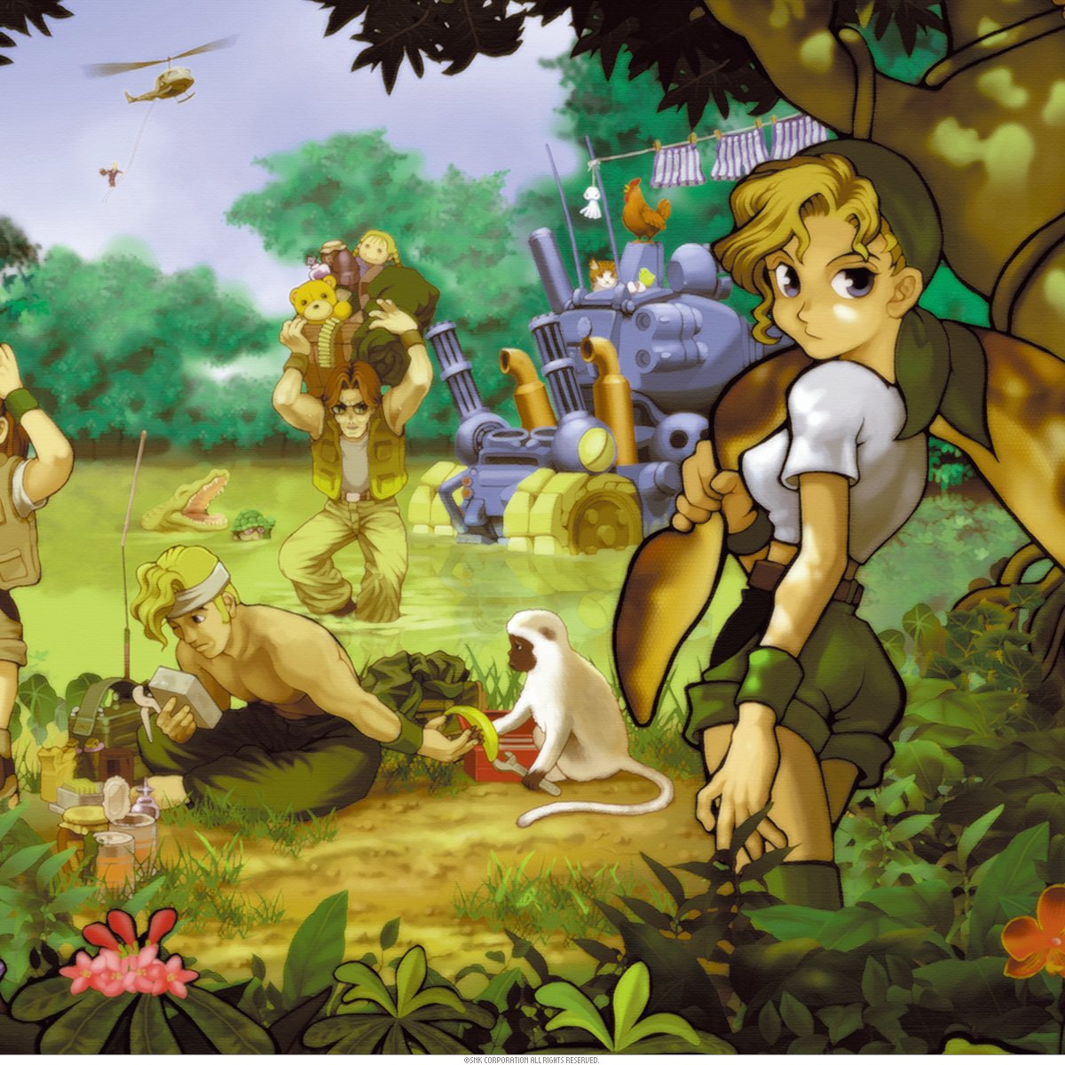 METALSLUG_EN's tweet photo. Today is World Animal Day! 🐾

Today, the soldiers head into another mission—with the animals watching over them. 🐒🌳 https://t.co/7COJhsg9rr