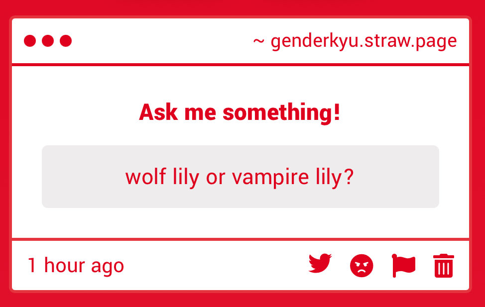 gendermixx's tweet photo. "wolf lily or vampire lily?" -> #BOTH but i’d choose wolf lily if i had to.. i wanted to draw wolf lily but i’ve been pretty busy lately.. maybe next week i’ll have time to!  https://t.co/QtfuLvCso4 https://t.co/WT9TjRUOhB