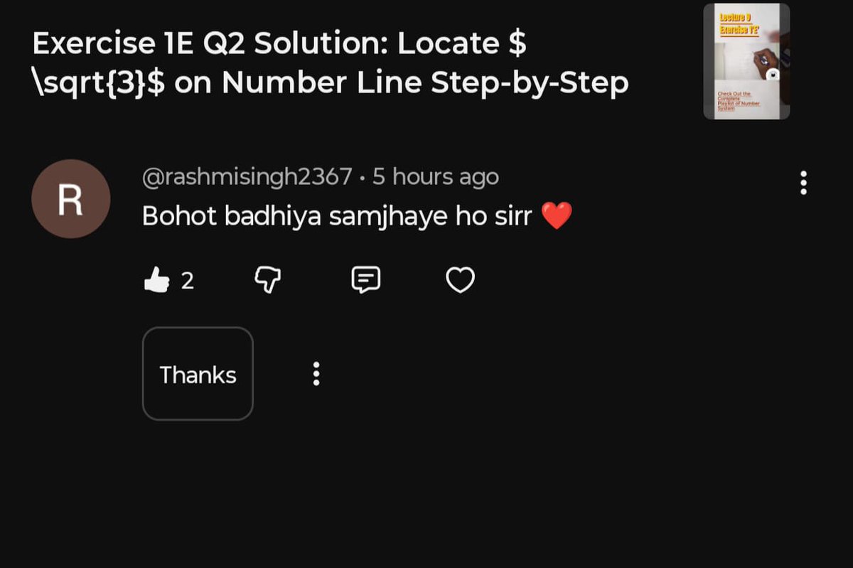ptsclasses's tweet photo. Exercise 1E Q2 Solution: Locate sqrt{3} on Number Line Step-by-Step

A huge thank you for all the incredible love and support! ❤️ Seeing feedback like "Bohot badhiya samjhaye ho sirr" motivates us to keep making complex math concepts easy and crystal clear for everyone. https://t.co/Sezv86yt4i