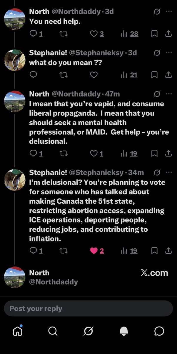 Stephanieksy's tweet photo. By all means, keep calling me “delusional”—if dismissing my perspective is easier than actually addressing my argument, so be it.
#liberal #idiots @Northdaddy https://t.co/IT0FaNuTSR