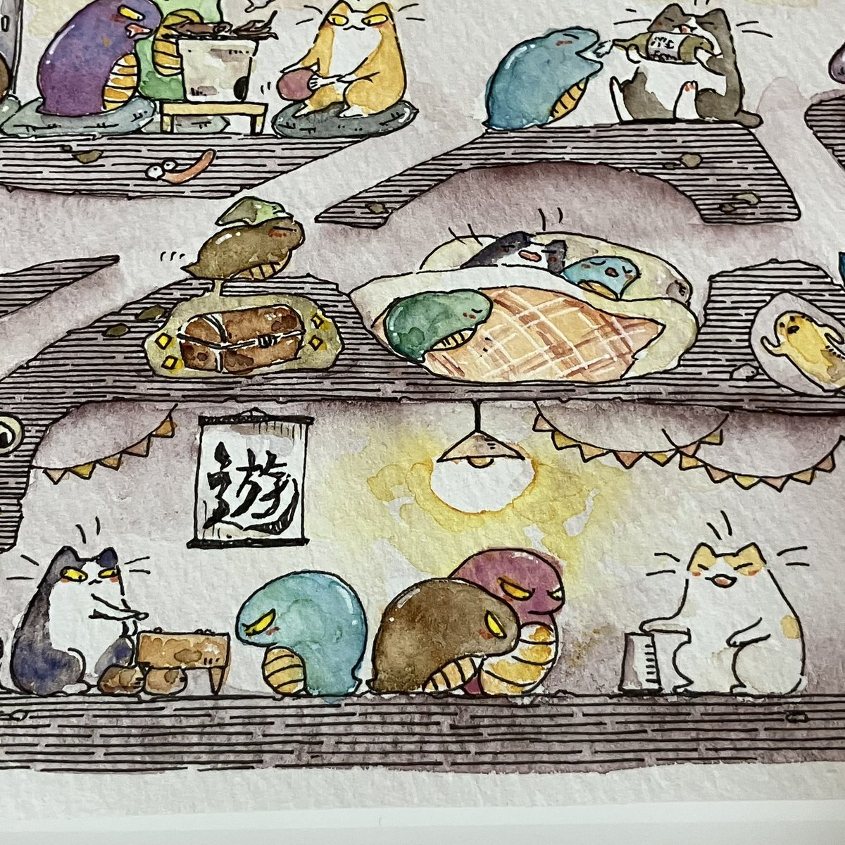 Kuma_00_Sh's tweet photo. 地中は娯楽がなさそうなので遊戯部屋を作ってみました。
下層には雀荘もあるという裏設定があるとか。
#迷走都市伝説展 https://t.co/TEJ7VS0Qst