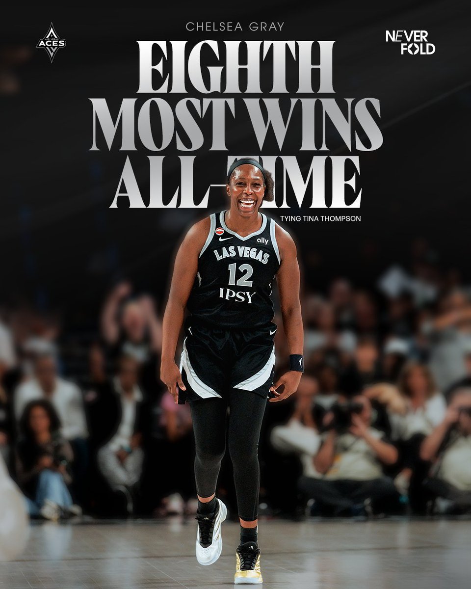 LVAcesBr's tweet photo. Com a vitória de hoje, Chelsea Gray ocupa a 8ª posição e empata com Tina Thompson no ranking de jogadoras com mais vitórias na história da WNBA.

#ALLINLV https://t.co/XA5bgDmEk1