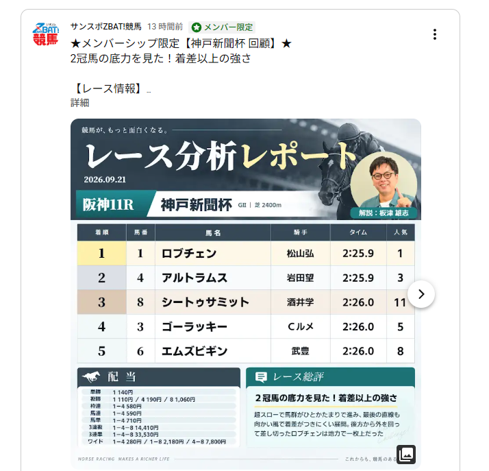 sanspoyosouou's tweet photo. サンスポZBATのYouTubeのメンバーシップが本日オープンしました！
メンバーシップでは前週の重賞回顧や板津記者による重賞の調教診断、板津記者＆綿越記者の予想などを投稿欄で公開しています。スプリンターズSの調教評価はすでに公開中…！秋のGⅠシーズンに欠かせない内容になっています。
ご登録はブラウザから以下のリンクにお進みください👇
https://t.co/W6AlF43apg