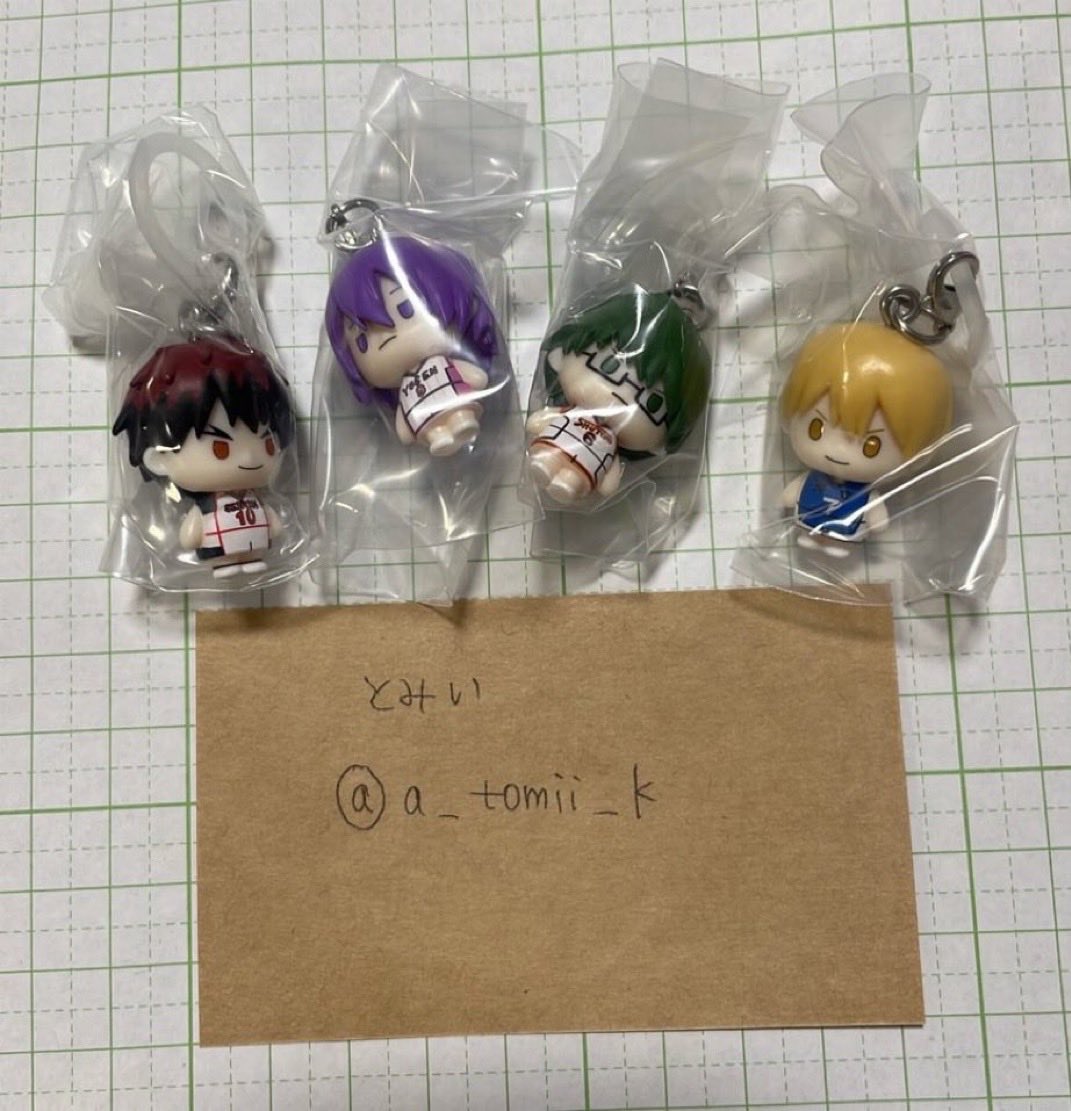 a_tomii_k's tweet photo. 【交換】黒子のバスケ めじるしアクセサリー 黒バス

譲）火神、紫原、緑間、黄瀬

求）赤司

郵送でのお取引📮
お心当たりの方、お声掛けください☺︎
仕事の為、お返事遅くなるかもしれません https://t.co/gsFpOnjQMN
