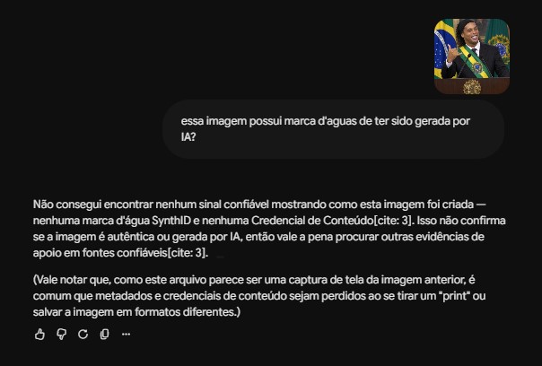 slopnewsofc's tweet photo. @Viinihitman @espectrocinza isso é facil de burlar, a IA deixa marca d'agua nos metadados do arquivo da imagem gerada, ao inves de baixar o arquivo, é só tirar print da tela que as outras IAs nao detectam, o proprio gemini comenta isso aqui

criado no gpt
imagem salva vs a mesma imagem printada https://t.co/aEwmV7tLAz