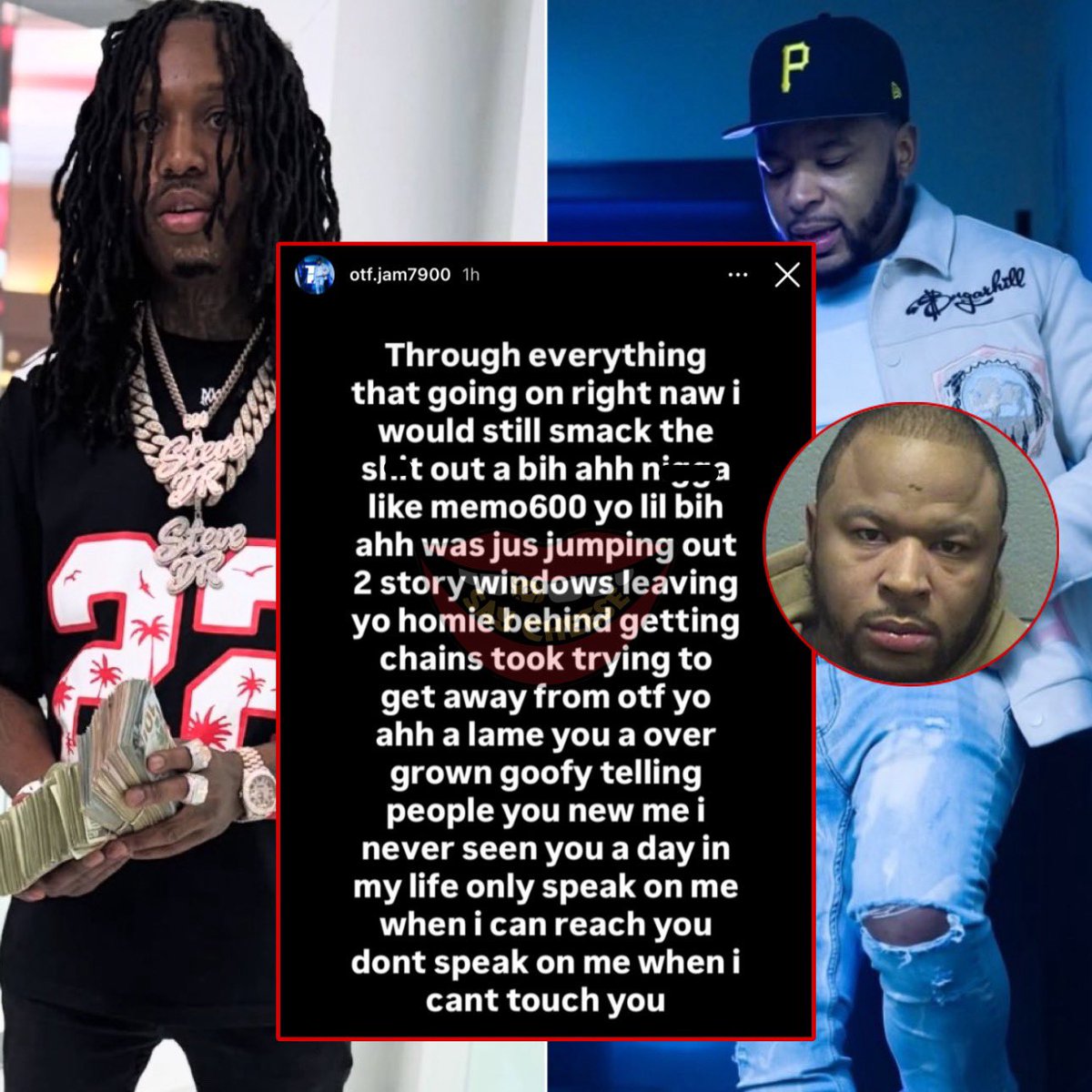 SaycheeseDGTL's tweet photo. OTF Jam calls out Memo600, saying he’s never met him a day in his life and tells him to stop speaking on his name 👀

“Don’t speak on me when I can’t touch you.” https://t.co/Qc0Vc1bVuZ