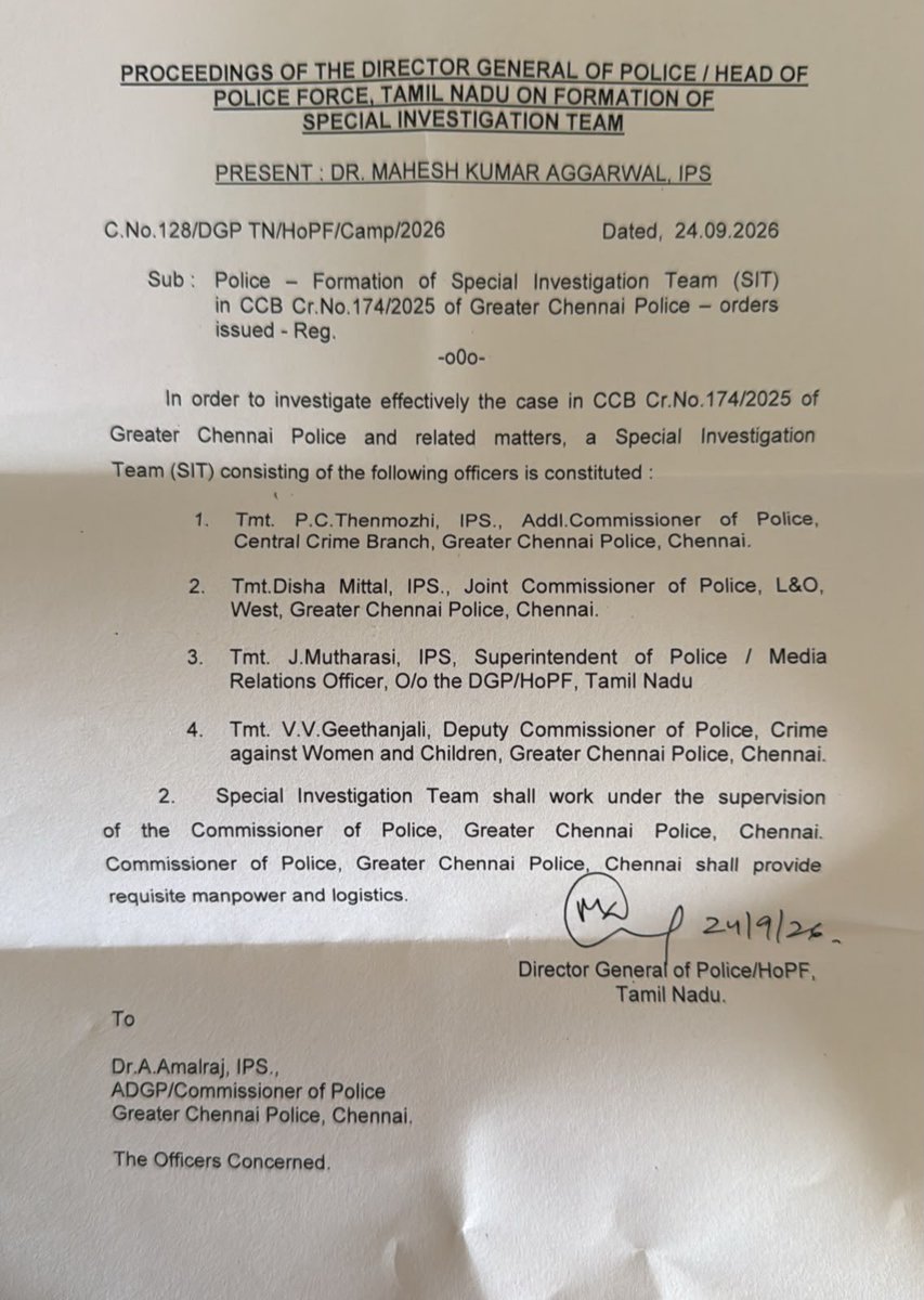 CTR_Nirmalkumar's tweet photo. As per our honourable @CMOTamilnadu instruction SIT is formed to investigate the specific POCSO case. https://t.co/Im6IJ7xHWw