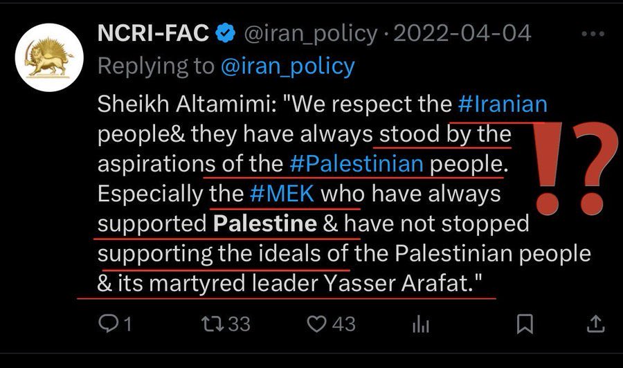 patriot_apranik's tweet photo. 🚨 THE GREAT DECEPTION: An Urgent Briefing for Western Media & Politicians on the NCRI/MEK

If you follow Iranian politics, you’ve likely seen rallies claiming to be the Iranian opposition. Before you support them, you need to understand the biggest identity theft in modern political history.

Here is the dark reality of the MEK terrorists and how they deceived the West for 47 years:

1- The Flag Hijacking & Visual Trap:
The true Iranian freedom fighters (monarchists, nationalists, and the people in the streets) proudly wave the historic Lion and Sun flag. Knowing this, the NCRI deliberately hijacked and adopted this exact flag to confuse the international community. They want the world to look at their rallies and think the real Iranian revolution is behind them.
How to spot the fakes? Look for the colors. MEK rallies are heavily funded, synchronized, and filled with massive YELLOW and RED placards, banners, and matching uniforms. If you see the stolen Lion and Sun flag surrounded by a sea of yellow and red signs, you are looking at a death cult.

2- The Architects of 1979:
They sell themselves to Westerners as a democratic alternative, but their core ideology is a toxic, contradictory hybrid: Islamic-Marxism. They were not victims of the 1979 Islamic Revolution; they were its primary foot soldiers. They partnered with the mullahs to burn Iran down, assassinate Americans, and destroy the rapidly modernizing, pro-Western country built by the Shah.

3- PLO Training, KGB Roots & Anti-Israel DNA:
The MEK’s roots are terrifying. Their early cadres were structurally trained in guerrilla warfare by Yasser Arafat’s PLO in Palestinian camps. Their organizational DNA is deeply anti-Western, anti-capitalist, and fiercely anti-Israel. Their totalitarian, cult-like structure mirrors Soviet-era KGB operations. They were designed as a Marxist failsafe: to ensure that even if the mullahs fall, Iran never achieves true, Western-allied democracy.

4- The Regime’s Favorite Boogeyman:
Inside Iran, the MEK is universally despised. Why? Because after helping ruin the country in 1979, they allied with Saddam Hussein and fought against their own country during the Iran-Iraq war.
For decades, the Islamic Republic’s greatest psychological weapon against the Iranian people has been the MEK. The mullahs use them as a boogeyman, telling the public: “If you overthrow us, these Marxist terrorists will take over.” The MEK's mere existence has historically paralyzed the public and served as the regime's ultimate safety valve.

The MEK does not represent the Iranian people. They are an Islamic-Marxist cult hiding behind Western suits and a stolen national flag.

Do not let them hijack the voice of the true Iranian revolution. The real alternative is secular, pro-freedom, pro-Israel, and proudly aligned with Reza Shah Pahlavi.