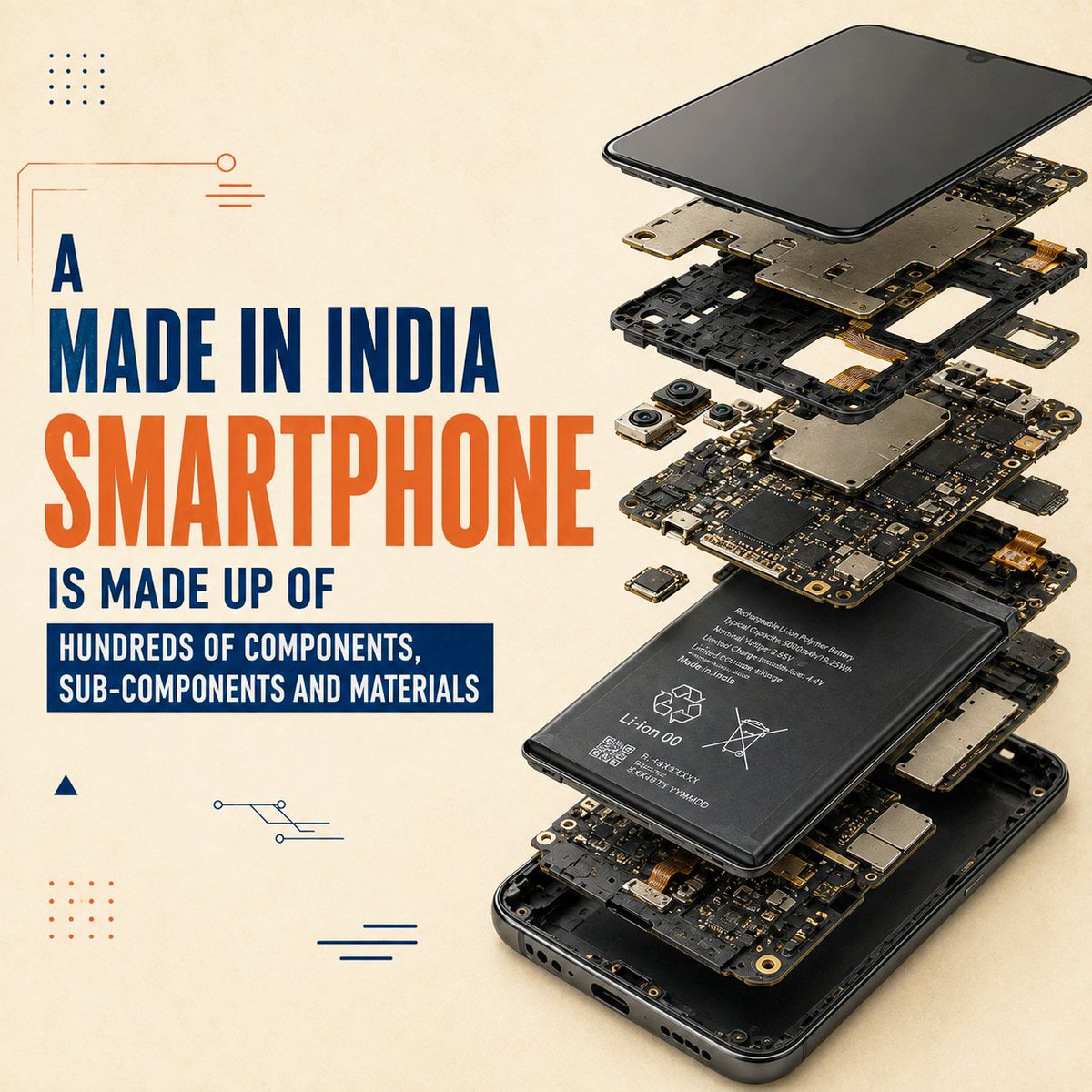 AshwiniVaishnaw's tweet photo. 1/ A smartphone is made of hundreds of parts inside. 📱
Now we are making more of the parts and materials that go inside it!