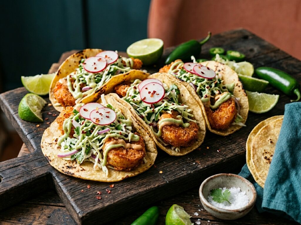 ElaneHacke2e7's tweet photo. Spicy Shrimp Tacos

Pat the shrimp dry before seasoning for a crispy sear. Add a pinch of cayenne for extra heat, warm tortillas over an open flame, and squeeze lime over them just before serving. Full recipe in bio. https://t.co/DDQNSXrJjW