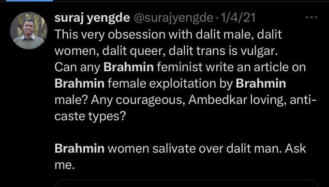 neha_laldas's tweet photo. "Brahmin women salivate over dalit man. Ask me"
-Suraj Yengde (Dalit scholar)

This Suraj Yendge??👇 https://t.co/yts2WoLaJf