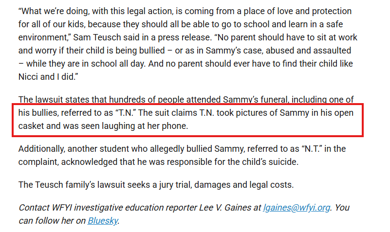 DoomedRapist's tweet photo. I hate how they always interpret this news.

They always say that he was bullied by his CLASSMATES

no he was ESPECIALLY targeted BY HIS FEMALE CLASSMATES

THEY WERE EVEN LAUGHING EVEN AT HIS FUNERAL https://t.co/updl7aqJIe