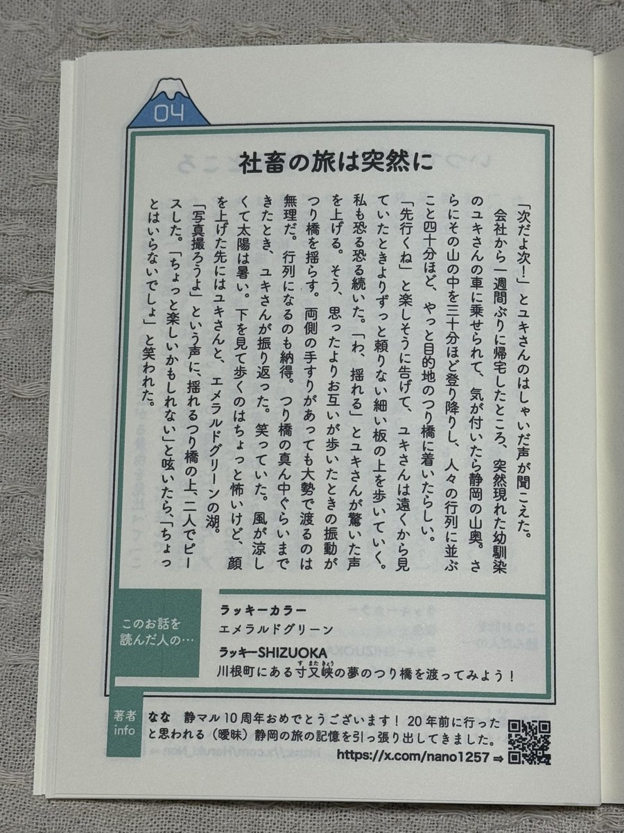 nano1257's tweet photo. #静岡文学マルシェ
26日（土）【B-01】冬青さんのスペースで以下の本を頒布いただきます。

「おはなしおみくじSHIZUOKA」
文庫サイズ／44ページ／600円
19名の著者による“静岡がテーマのしあわせなおはなし”33作品を一冊にまとめました。

★試し読みPDF
https://t.co/n9ugvISglT https://t.co/4qNsQoxxmq