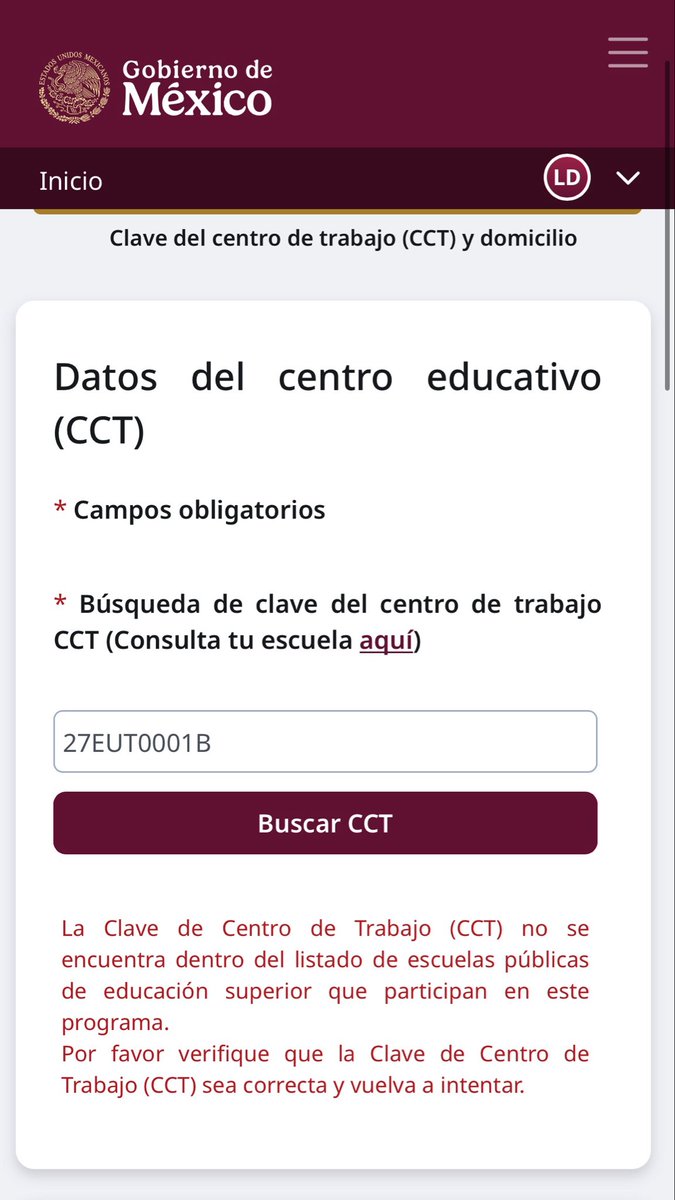 f3errr's tweet photo. QUIERO HACER AVISO HACIA @BecasBenito @bienestarmx @GobiernoMX @JovConFuturo  LA @UTTAB  SIEMPRE DA ESTE TIPO DE AVISOS FALSOS YA QUE AL MOMENTO DE QUERER REGISTRAR MARCA QUE NO SE ENCUENTRA DENTRO DEL LISTADO DE ESCUELAS BENEFICIADAS https://t.co/mTxgFz7jJS