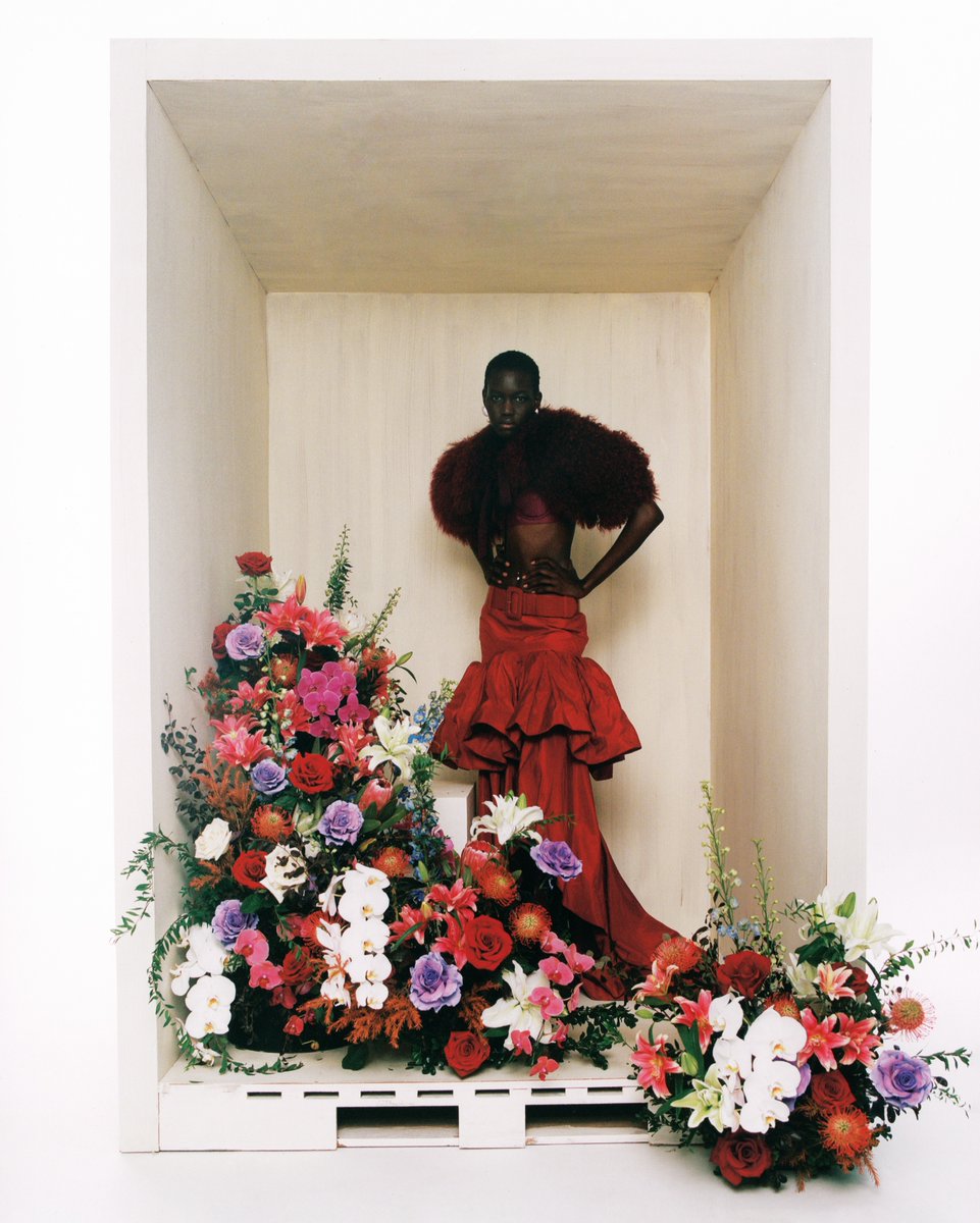 Fanciclub99's tweet photo. Surrounded by petals softer than she is, red holds its ground. 

FW26 “Joined” now available in store and on https://t.co/MqkoJ0g0wu https://t.co/7B7nPxep47
