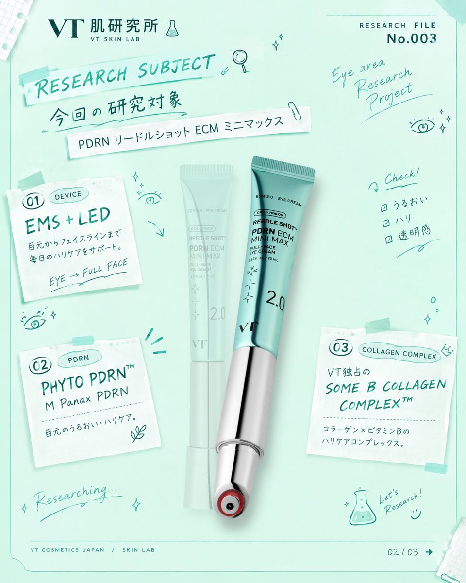 vtcosmetics_jp's tweet photo. 🔬✨ VT 肌研究所｜研究員募集 ✨🔬

今回の研究テーマは…

👁️⚡️ 「EMSで目元ケア研究」

目元の悩みに合わせて、
EMSアイケアを実際にお試しいただき、
使用感や変化をレポートしてくださる
「研究員」を募集します📝🔬

━━━━━━━━━━━━━━

🧪 募集期間
9/25(金)~9/27(日)

🔬 結果発表
9/29(火)~10/01(木)

━━━━━━━━━━━━━━

📋 応募方法は4STEP！
① @vtcosmetics_jp をフォロー♡
② この投稿にいいね・リポスト♡
③ EMSアイケア研究に参加したい理由や、目元のお悩みをコメント📝
④ 募集サイトのフォームを提出して応募完了！

🔗 応募はこちら
https://t.co/dFFwQWwIlu

━━━━━━━━━━━━━━

🔬✨
あなたの目元のお悩みを、
一緒に研究してみませんか？

たくさんのご応募・ご参加をお待ちしています！🧪🤍

━━━━━━━━━━━━━━

📌 ご応募の際はご確認ください

※リンクがつながらない場合は、
別のブラウザをお試しいただくか、
リンクをコピーしてシークレットモード