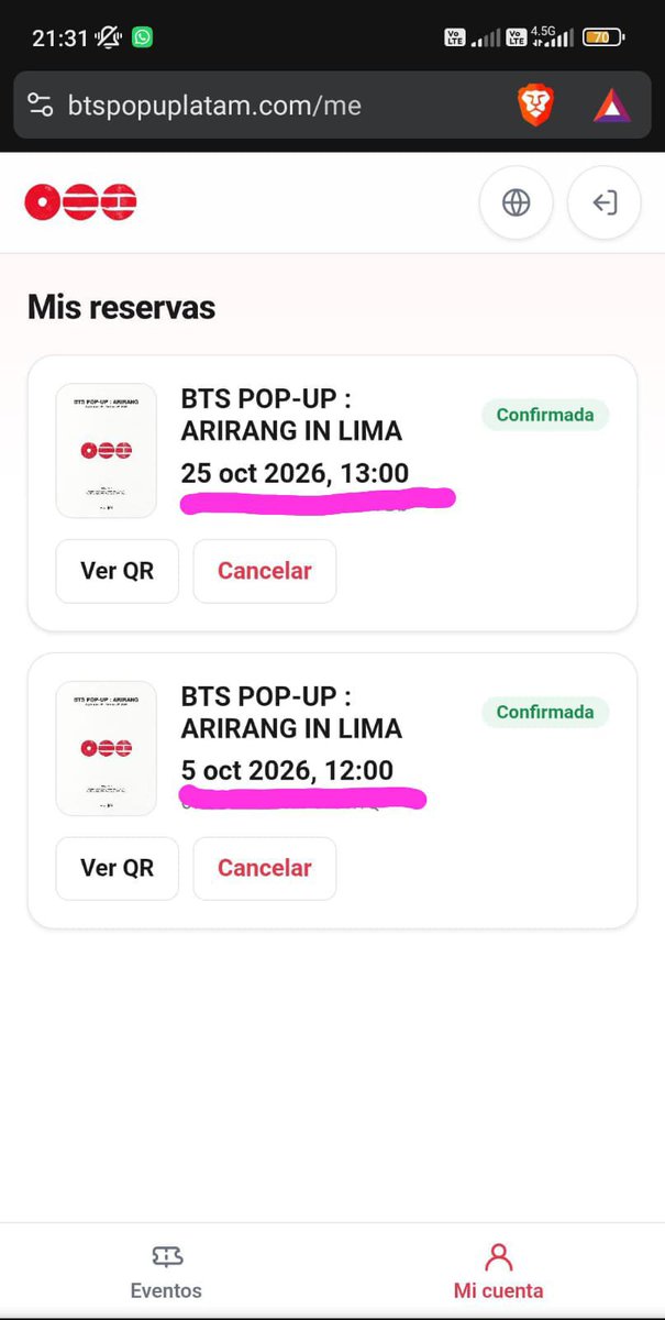 Mirella_RMNJ's tweet photo. Vendo uno o mis dos pases a la Pop Up Lima - Perú (reviso ofertas). 

#BTS_WORLDTOUR_ARİRANG #BTSPeru #BTSPopup 
#BTS https://t.co/3R8a8DbpyV