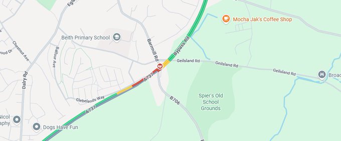 trafficscotland's tweet photo. @SWTrunkRoads UPDATE❗️⌚ 05:54
🗺️#A737 (B/D) Barrmill Road, Beith
⚠️The #A737 is now restricted B/D at Barrmill Road, Beith due to a road traffic incident.
🚨Emergency Services remain at scene.
📣Updates to follow
@SWTrunkRoads https://t.co/bfJ1pduPlw
