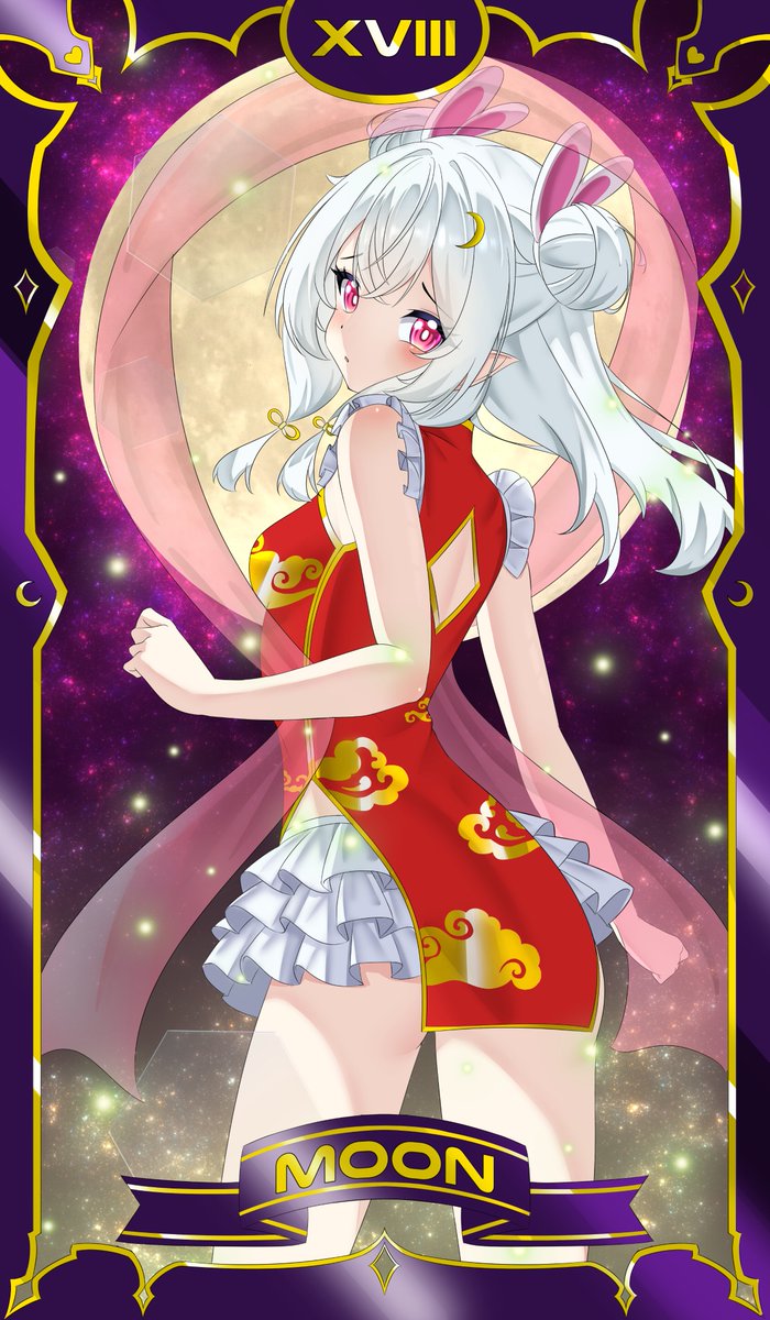 ChiyoSetsuna's tweet photo. 終於是時候發這一張啦~~
中秋節的月亮千代~~
希望大家抽到的時候，是逆位月亮~~
#Vtuber #fanart #千星追憶 https://t.co/irWMCSa5Tx