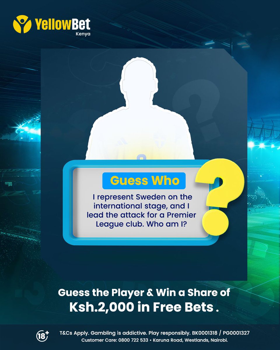 YellowbetKenya's tweet photo. 🏆Guess and Win shares from KSH 2,000 #Freebets🏆

➡️ 10 Winners
🤑 Prize Pool KSH 200 each

👉How to Participate:
1. Write the correct answer in comments
2. Like our social pages
3. Write your User ID
➡️ The winner will be announced 3 days after posting

#Yellowbet #quiztime https://t.co/vP95RIZaug