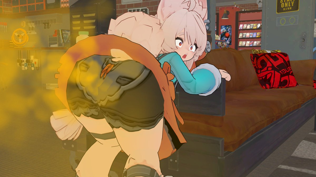 FarthiccRaver's tweet photo. Zhao accidentally rippin a big stinker from her bunny booter. Goober's been eating too many carrots. She's a little embarrassed about the smell and apologizing for her sudden butt bursts, but I'm sure you don't mind and would give her headpats instead. 💝:3 https://t.co/b099KnYV8u